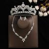 Conjunto de três peças para noiva: coroa, colar e brincos. Acessórios de cabelo para casamento. Acessórios de casamento. Coroa estilo coreano.