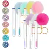 Pincel de Cílios com Pom-Pom, Fivela Dourada de Rosto Sorridente, Embalado em Tubo para Venda por Atacado, Curvador de Cílios Descartável com Cabo de Cristal, Pincel para Sobrancelhas, Ferramenta de Beleza para Cílios
