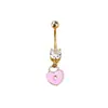 Moto comércio exterior quente aço inoxidável prego do umbigo zircônia rosa coração amor pingente anel do umbigo fivela do umbigo perfuração do corpo humano