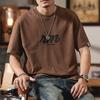 Verano 2025 nueva camiseta pesada de 250G con manga al hombro para hombre, holgada, talla grande, gorda, blanca, juvenil, chaqueta camiseta, moda