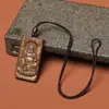 Collar con Colgante Hecho a Mano Tallado de Madera de Agarwood Dara Gan Buda Maitreya Amuleto de Buda Colgante de Artesanía Colgante para Coche