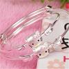 Pulseira de gato de desenho animado coreano pulseira de gato de desenho animado infantil pulseira infantil feminina rosa sólida de puxar e empurrar pulseira de prata estilo japonês e coreano