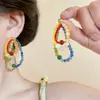 Arco Iris Deconstruido ~ Pendientes de Piedra Natural Colorida con Cuentas para Mujer Verano Diseño Dopamina Tachuelas Pendientes Estilo Vacaciones