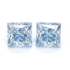 Anillo de moissanita azul hielo cuadrado de princesa con forma especial, ángulo recto cuadrado, color azul chapado, superficie de piedra desnuda de moissanita, venta al por mayor en vivo