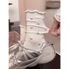 Meias Femininas 100% Algodão Outono Novidades Meia de Algodão Meia Cano Médio com Barra Franzida Tendência INS Meias Sexy Renda Estampa de Florzinhas Meias Femininas