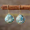 Pendientes colgantes de piedra emperador de colores de moda en Amazon, forma de gota, para mujer, temperamento bohemio, pendientes multicolor