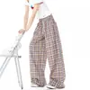 Pantalones Rectos a Cuadros Bloque de Color Retro Americano Otoño 2026 para Hombres y Mujeres, Holgados Casual Versátiles Caídos Relajados Largos