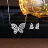 Joyería Árabe de Oriente Medio Collar Pendientes Chapados en Cobre Oro de 14K Set de Joyería de Moda Mariposa Circona Cadena para Clavícula Mujeres