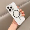 Funda de teléfono magnética fina de media carga con anillo para Apple 16ProMax transparente 15 agujero grande 14 alta permeabilidad 12 a prueba de caídas 11