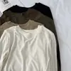Camiseta de Manga Larga con Hombro Recto Adelgazante Diseño Nuoji Jiji para Mujer Otoño/Invierno Suave Cómoda Agradable a la Piel Cuello Redondo Top de Capa Base