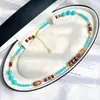 Collar de Cadena para Clavícula con Diseño de Piedra Alashan Natural y Turquesa Sintético Estilo Bohemio Retro