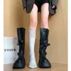 Hebilla de Cinturón Maillard Tamaño Pequeño Botas Largas para Mujer, Nuevas Botas Vaqueras Adelgazantes Otoño/Invierno, Botas de Montura Largas Rectas