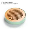 Bandeja de Té Pequeña de Cerámica de Bambú Ceremonia del Té Estilo Japonés Juego de Té Kung Fu Bandeja Redonda Pesada de Bambú Mar de Té Almacenamiento de Agua Mesa de Secado y Remojo