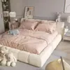Cama Minimalista Moderna para Habitación de Niñas, Cama Baja Puff Crema, Cama de Piso, Cama de Piso, Cama Estilo Princesa Celebridad de Internet
