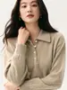 Suéter de Cachemira de Color Sólido con Cuello Texturizado, Botones, Manga Larga, Holgado, Estilo Perezoso, Tejer para Mujer