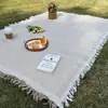 Manta de picnic, tapete impermeable, manta de camping para exteriores, manta blanca, tapete de playa, lona para suelo de tienda, accesorio para fotografía de playa estilo francés