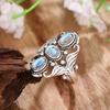 Anillo de Piedra Lunar Popular Retro Bohemio Transfronterizo Chapado en Plata Fabricante Mayorista de Anillos para Damas Europeas y Americanas