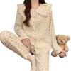 Pijama Nuvens de Algodão com Gola Doce para Menina Conjunto de Duas Peças Manga Longa para Mulher Roupas de Casa Estampadas Novas da Primavera Venda por Atacado