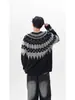 Fabricante Original Roupa de Trabalho Retrô Americano Suéter Islandês Masculino Gola Redonda Jacquard Fair Isle Estilo Preguiçoso Malharia