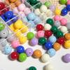 Cuentas redondas de colores de 16 mm, cadena pulida para teléfono móvil, pendientes de cuentas, pulsera DIY hecha a mano, accesorios de agujero recto, cuentas sueltas lindas