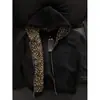 Sudadera con capucha de punto grueso color negro Cleanfit para hombre, estilo retro americano de otoño e invierno, con retazos, chaqueta deportiva con forro polar