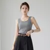 Top sin mangas de color liso con cuello en U para mujer, camisola de tirantes racerback ajustada para verano, alta elasticidad, top básico sin mangas adelgazante