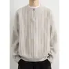 Suéter de punto con media cremallera para hombres y parejas, textura a rayas, cuello semiabierto, estilo "old money", moderno para otoño e invierno, venta al por mayor de fábrica transfronteriza