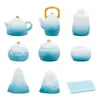 Taza de Té de Montaña Verde Estilo Chino Artificial Set de Té Casa de Muñecas Decoración DIY Accesorios Colgantes Mini Adornos de Escritorio