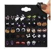 20 Pares/Set Venta Caliente Transfronteriza Pendientes de Halloween Cabeza de Calabaza Fantasma Vampiro Dibujos Animados Combinación Divertida de Pendientes