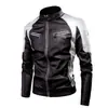 2026 Comércio Exterior Transfronteiriço Outono e Inverno Casual Motociclista Patchwork Jaqueta de Couro Moda Masculina Gola Alta Retrô Jaqueta de Couro Quente