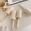 Escova de copo de fibra vegetal natural com cabo de madeira, para limpar copos, fundos de garrafa e áreas de difícil acesso; também adequado para limpar mamadeiras