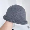 Exportar para o Japão Malha de Lã Misturada Chapéu de Pescador com Aba Enrolada Feminino Outono Inverno Chapéu Balde Versátil à Prova de Vento Aquecimento Chapéu Balde
