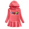 Vestido suéter com capuz infantil novo para a Primavera e Outono, desenho de menina, bebê, estilo ocidental casual, saia transfronteiriça