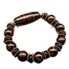Pulseira de Contas Dzi Antigas do Xizang Pulseira de Pedra Bruta Dzi de Nove Olhos e Três Olhos Pulseira Masculina e Feminina Ágata Contas Dzi Contas Dzi Vermelho Escuro