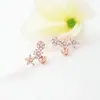 Pendientes de Plata de Ley S925, Pendientes de Cristal de Moda Exquisitos Estilo Coreano, Pendientes de Copo de Nieve Ligeros de Lujo Elegantes Femeninos, Joyería de Plata