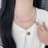 Collar de perlas Shijia con hebilla de lingote de plata esterlina S925, con muchos hilos de cáñamo apilados, retro, redondo, fuerte, ligero y de gran sentido.