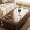 Novo Tapete de Mesa de Centro Estilo Chinês, Capa de Mesa de Centro de Vidro Macio de PVC Semitransparente, Tapete Protetor de Mesa de Chá de Madeira de Redwood de Alta Qualidade