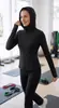 Chamarra de yoga con capucha para exteriores, sudadera con capucha ajustada para mujer, sudadera deportiva versátil de estilo americano casual para otoño e invierno