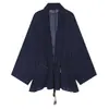 Elegante Traje Azul Marino para el Trabajo con Mangas Sueltas, Perfecto para un Look Relajado y Sofisticado