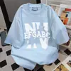 Camiseta de Manga Curta Estilo Americano 100% Algodão para Homens e Mulheres, Nova Chegada de Verão, Estampa de Letras, Top Versátil Soltinho Estilo Coreano, Tendência do Instagram