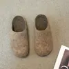 Zapatos retro de fieltro sin cordones con punta redonda para mujer, adecuados para otoño e invierno, con suela gruesa y forro de felpa, perfectos para uso casual