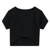 Blusa de Tricô Curta com Gola Redonda Solta para Mulheres Verão 2021 Nova Slim-fit Manga Curta Fina Top
