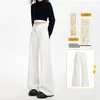 Novas calças casuais de boca larga de cintura média para outono e inverno para mulheres, estilo americano, elásticas, modeladoras, que não grudam, jeans boca larga A13549