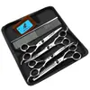 Tijeras de Tornillo Nepperson Negras de Alta Calidad de 7.0 pulgadas, Juego de 4 Piezas, 3 Piezas, 5 Piezas para Peluquería de Mascotas, Tijeras Rectas, Set de Espina de Pescado