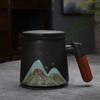 Taza de Cerámica para Separación de Té y Agua con Tapa, Taza Personal para Beber Agua y Té, Caja de Regalo de Alta Gama, Personalización de Taza para Oficina