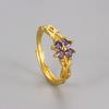 Anillo de Trébol de Cuatro Hojas Retro Europeo y Americano con Micro-incrustaciones de Zircón, Anillo de Dedo Ajustable con Envoltura de Vid de Flor Personalizado de Moda para Mujer