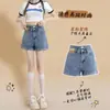 Shorts jeans de cintura alta com barra dobrada para mulheres, tendência verão 2026, estilo novo versátil, soltinho e emagrecedor, hot pants de perna larga para baixinhas
