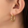 Pendientes Europeos y Americanos Retro Exagerados Atmosféricos Latón Chapado en Oro Textura de Bambú Geométricos Redondos Modernos Elegantes Pendientes para Mujer