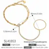 Pulseira de Aço Inoxidável Cruzada Fashionável Tendência Estilo Ins Corrente para Dorso da Mão Cravejada com Zircônia Banhada a Ouro 18K Real À Prova d'Água Resistente à Descoloração Joia para Mão