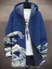 Casaco quente novo de inverno 2024 para homem casaco de inverno impressão digital 3D casaco de ondas casaco longo